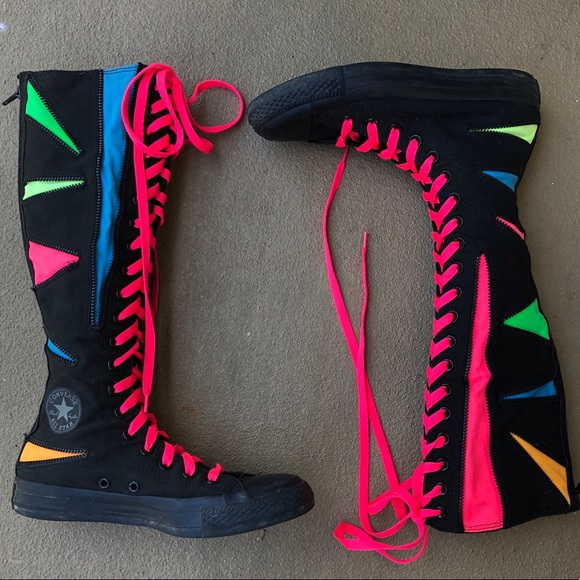 knee high pink converse